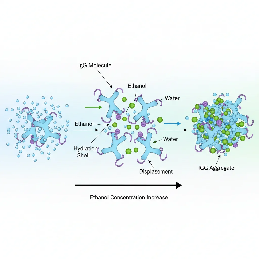 Figure 4 Molecular mechanism of IgG aggregation during ethanol precipitation